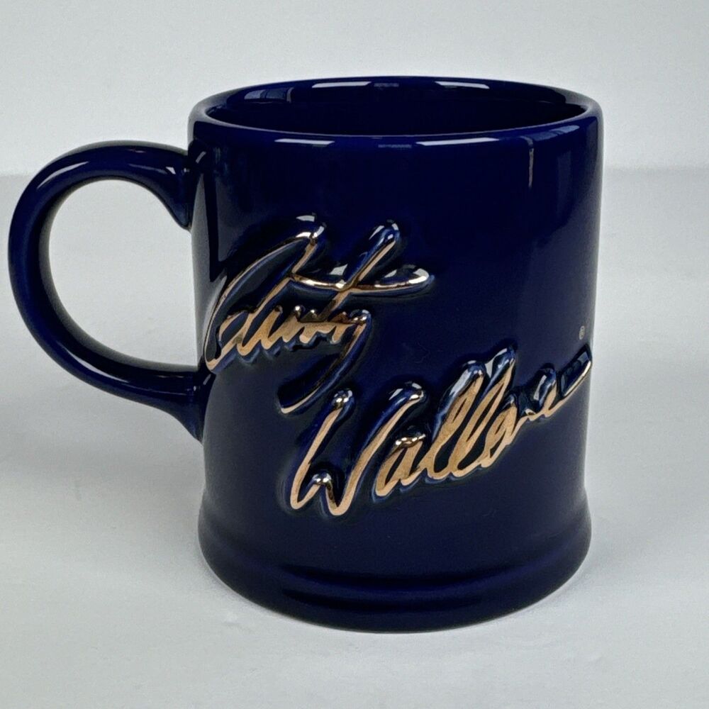 Nascar Rusty Wallace #2 embossed 3D gilded signature Blue Gold Coffee‎ Cup Mug